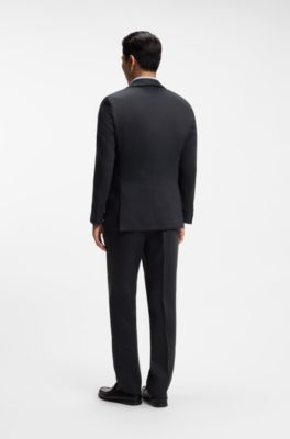 Slim-fit jacket in linen twill, Dark Blue