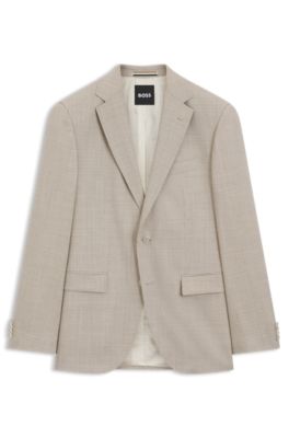 BOSS - Regular-fit jacket in patterned virgin wool - Light Beige