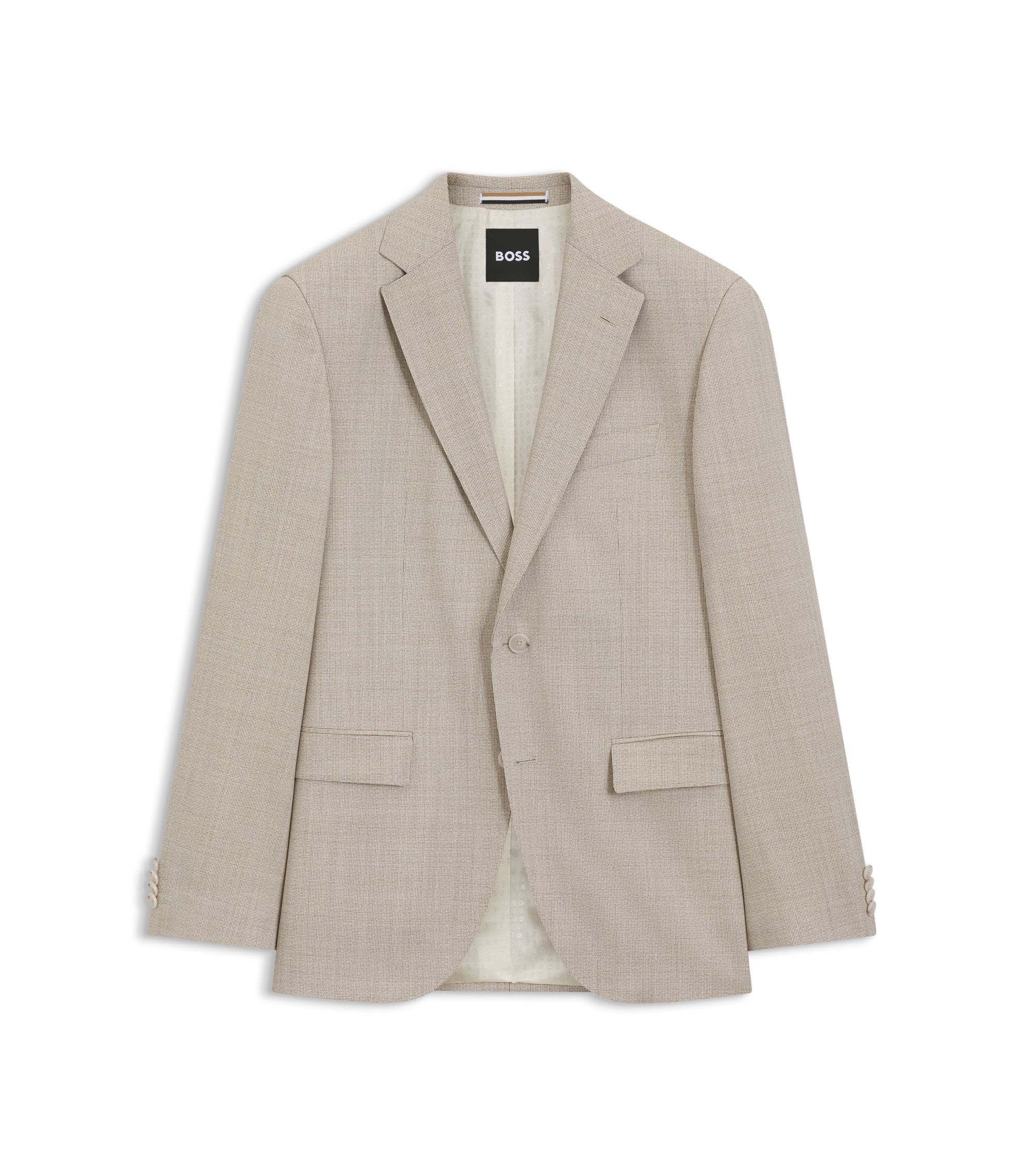 BOSS - Regular-fit jacket in patterned virgin wool - Light Beige