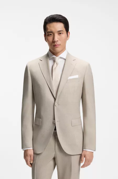 Regular-fit jacket in patterned virgin wool