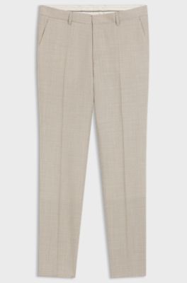 Regular-fit trousers in patterned virgin wool, Light Beige