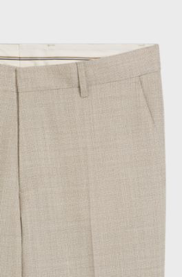 Regular-fit trousers in patterned virgin wool, Light Beige