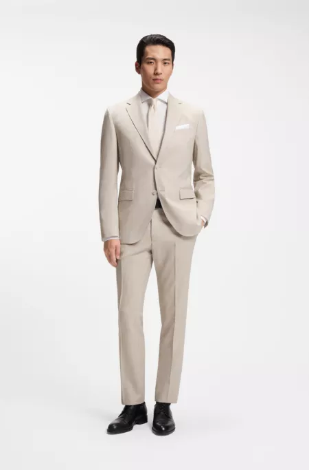 Regular-fit trousers in patterned virgin wool