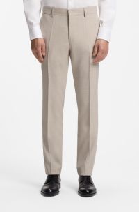 Regular-fit trousers in patterned virgin wool, Light Beige