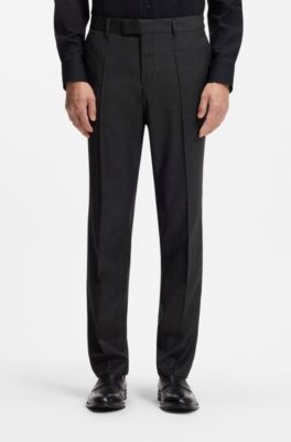 Two-piece slim-fit suit in micro-patterned wool, Black