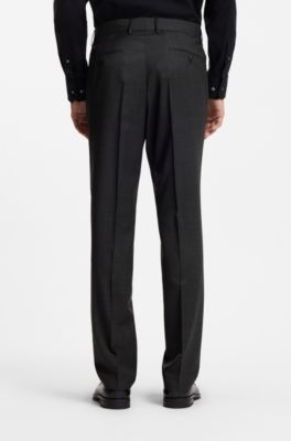 Two-piece slim-fit suit in micro-patterned wool, Black