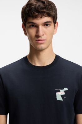Cotton-jersey T-shirt with printed artwork, Dark Blue