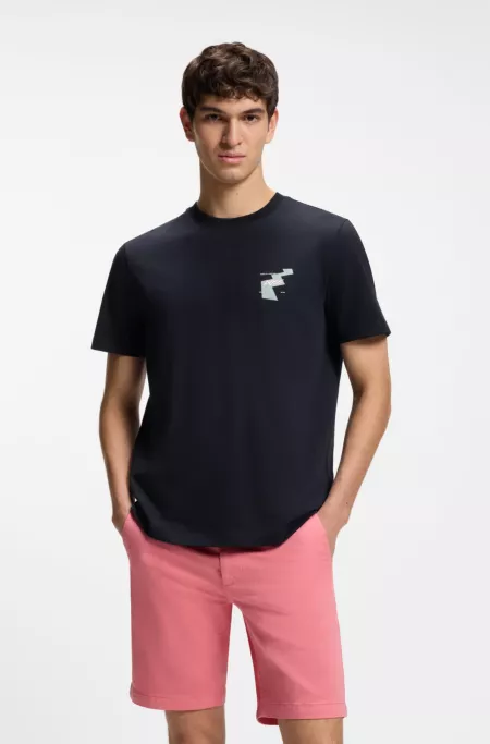 Camiseta de punto de algodón con ilustración estampada