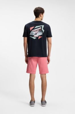 T-Shirt aus Baumwoll-Jersey mit Artwork-Print, Dunkelblau