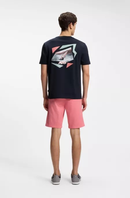 Camiseta de punto de algodón con ilustración estampada