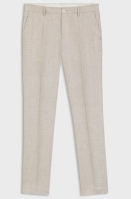 Slim-fit trousers in a linen blend, Beige