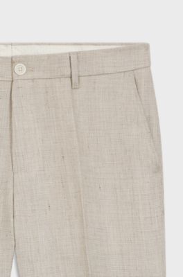 Slim-fit trousers in a linen blend, Light Grey