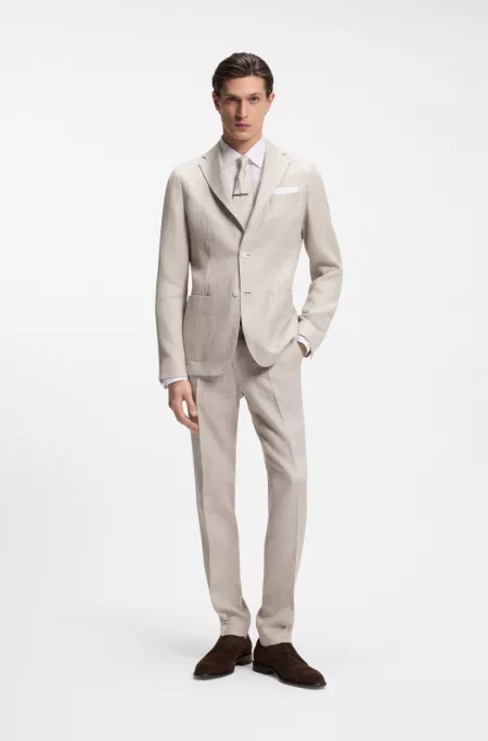 Slim-fit trousers in a linen blend