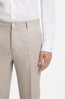 Slim-fit trousers in a linen blend, Light Grey