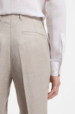 Pantaloni slim fit in misto lino, Beige
