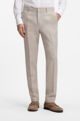 Slim-fit trousers in a linen blend, Light Grey