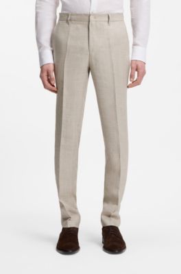 Slim-fit trousers in a linen blend, Beige