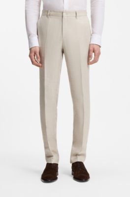 Slim-fit trousers in a linen blend, Beige
