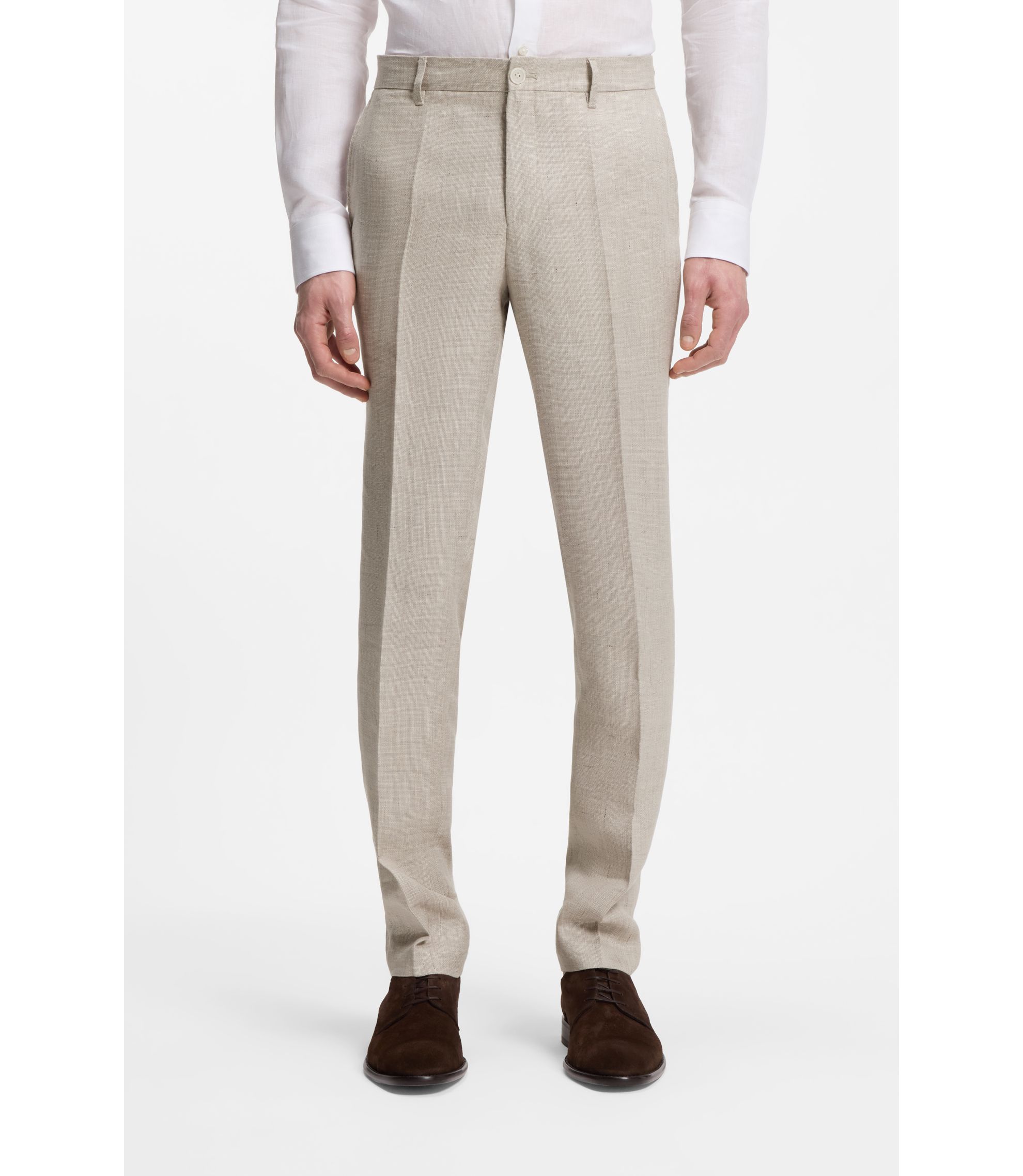 Slim-Fit Hose aus Leinen-Mix