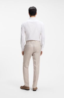 Slim-fit trousers in a linen blend, Light Grey