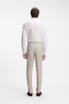 Slim-fit trousers in a linen blend, Light Grey