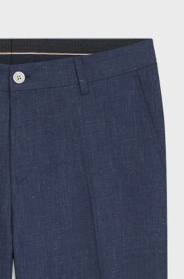 Slim-fit trousers in a linen blend, Dark Blue