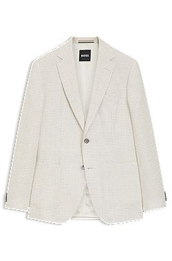 Slim-fit blazer in checked linen, cotton and silk