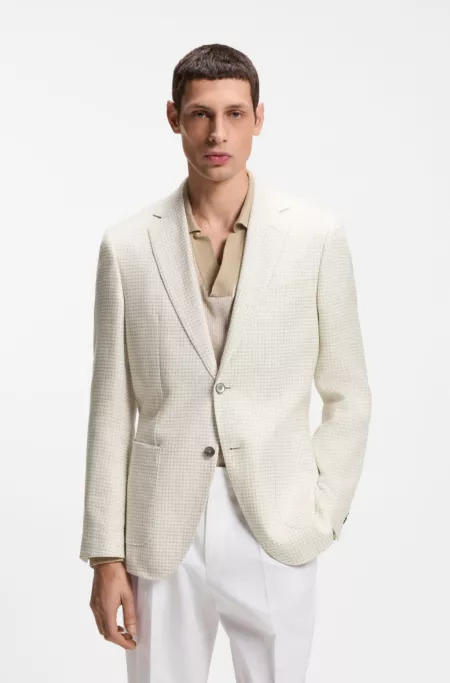 Slim-fit blazer in checked linen, cotton and silk