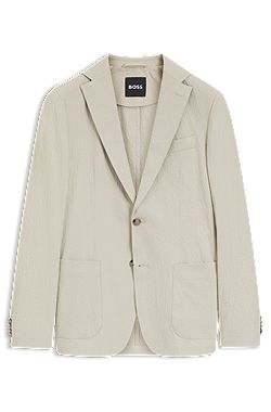 Slim-fit colbert van katoenen seersucker met stretch