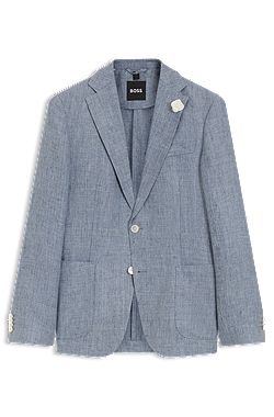Slim-fit jacket in patterned linen