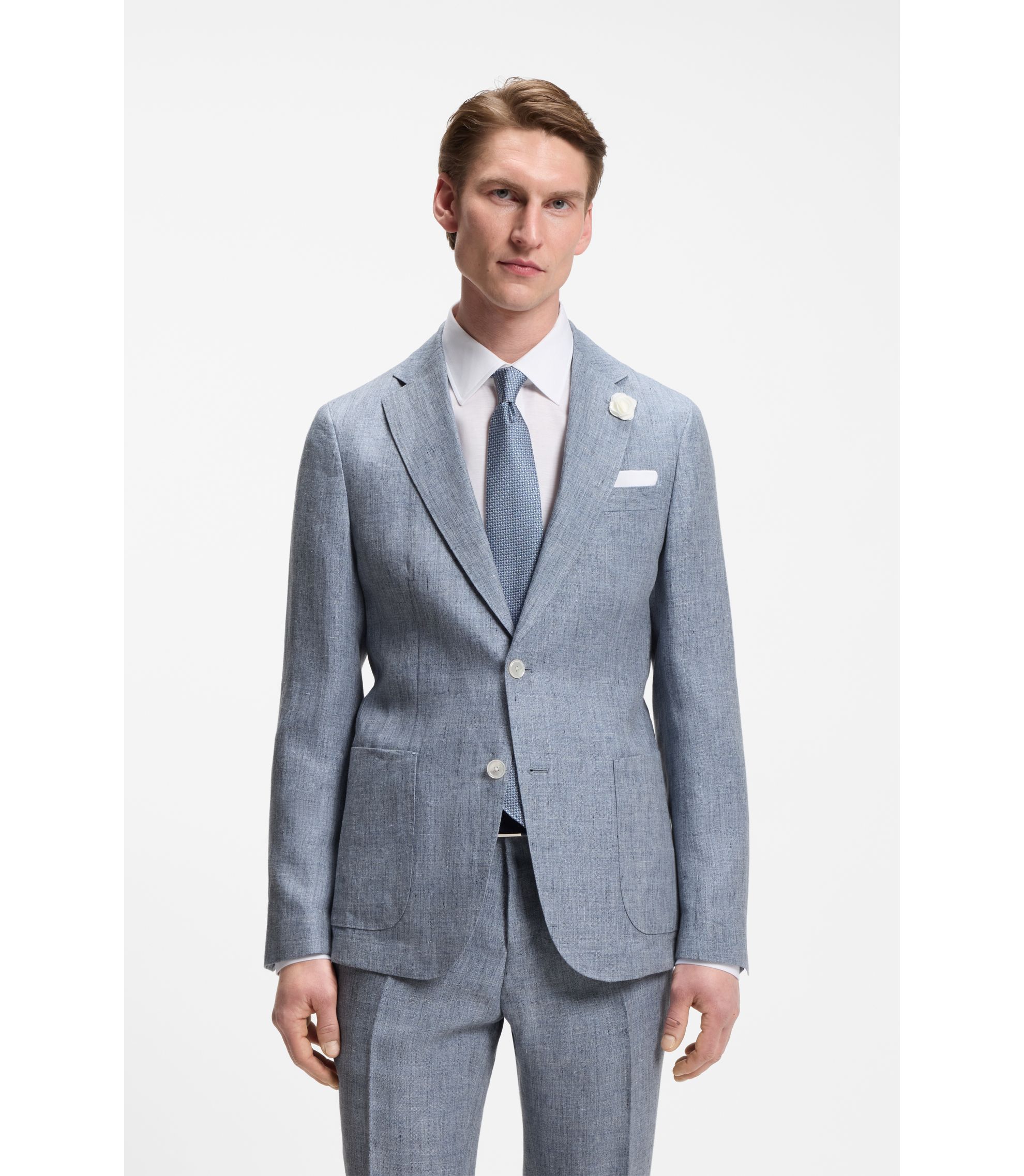 Slim-Fit Sakko aus gemustertem Leinen