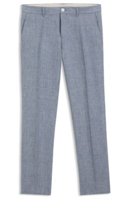 Slim-fit trousers in patterned linen, Light Blue