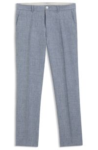 Slim-fit trousers in patterned linen, Light Blue