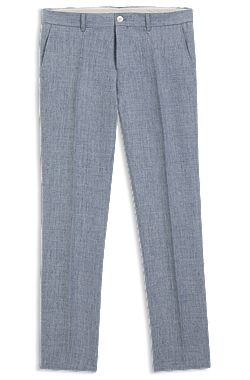 Slim-fit trousers in patterned linen