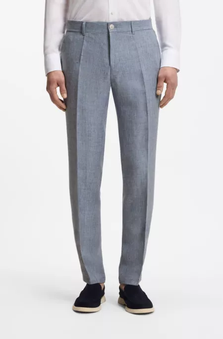 Slim-Fit Hose aus gemustertem Leinen