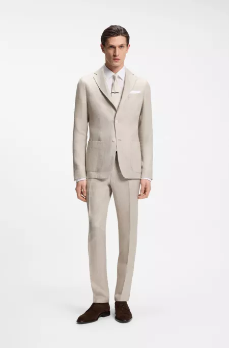 Slim-fit blazer in a micro-pattern linen blend