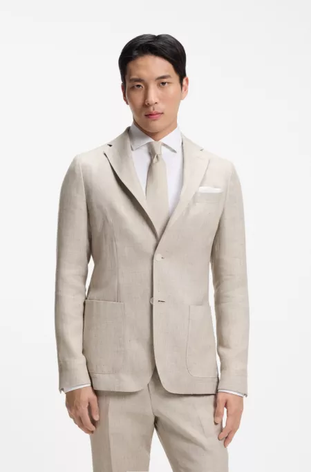 Slim-fit blazer in a micro-pattern linen blend