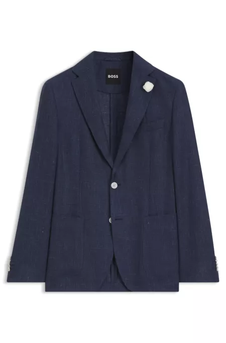 Slim-fit blazer in a micro-pattern linen blend