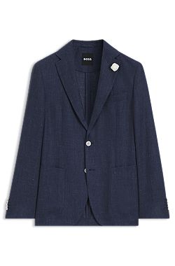Slim-fit blazer in a micro-pattern linen blend