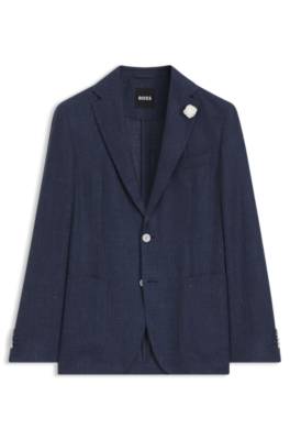 Slim-fit blazer in a micro-pattern linen blend 1