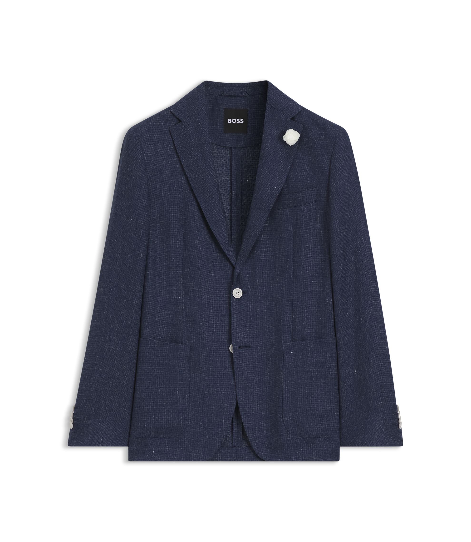 Slim-Fit Sakko aus fein gemustertem Leinen-Mix