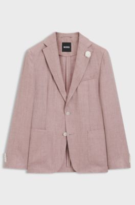 Slim-fit blazer in a micro-pattern linen blend, Light Pink