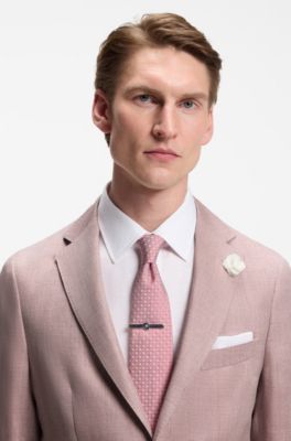 Slim-fit blazer in a micro-pattern linen blend, Light Pink