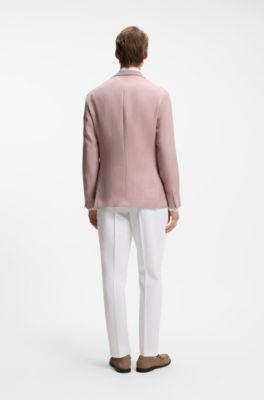 Slim-fit blazer in a micro-pattern linen blend, Light Pink