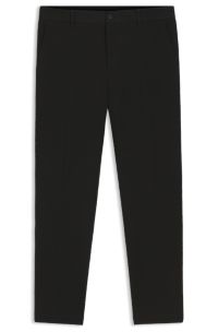 Tapered-fit trousers in stretch-cotton seersucker, Black