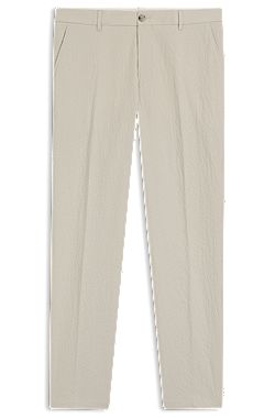 Tapered-fit broek van katoenen seersucker met stretch
