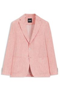 Slim-fit blazer in a micro-pattern linen blend, light pink