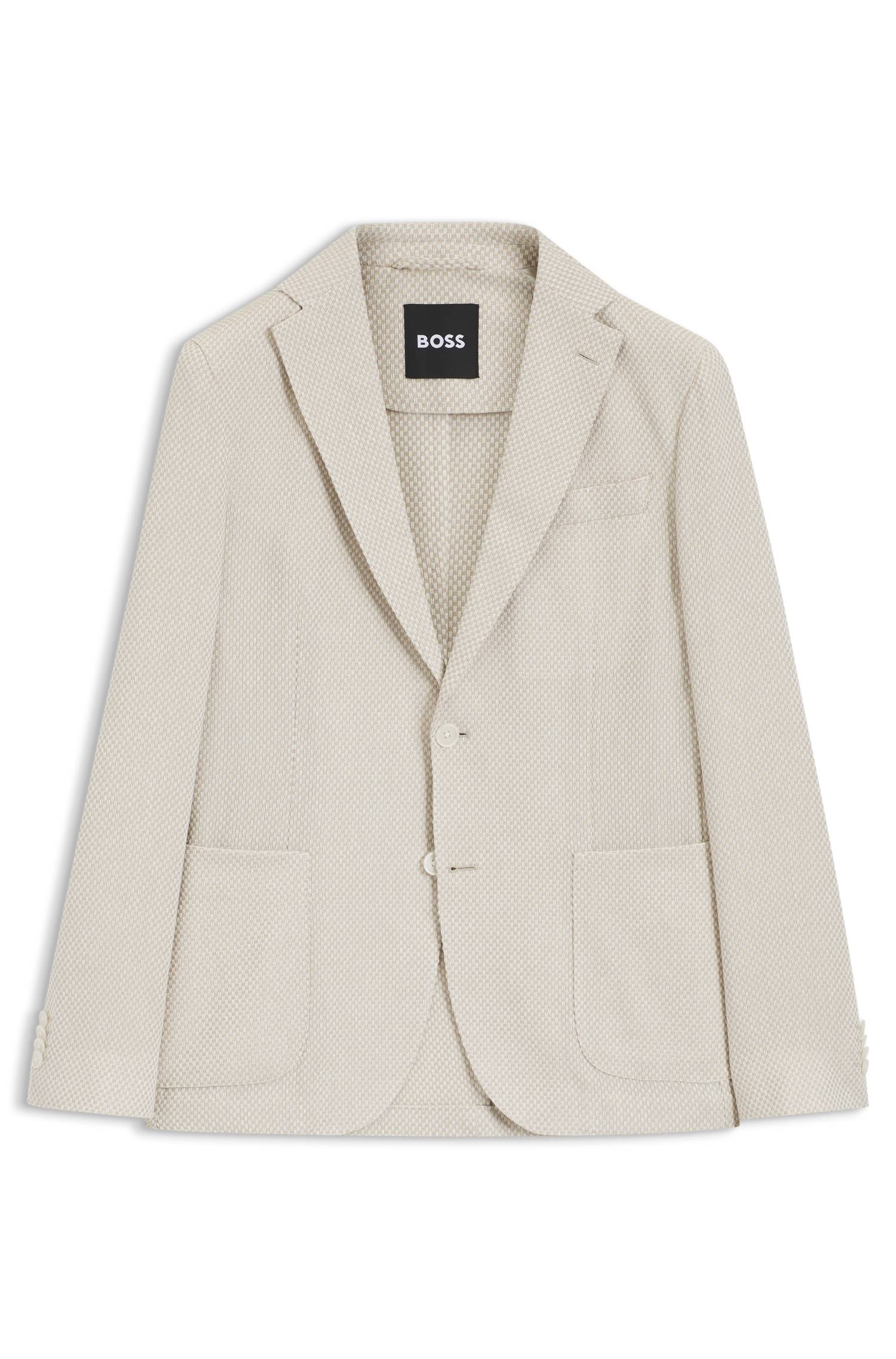 Boss Slim-fit blazer in a patterned cotton blend herr – bild 4
