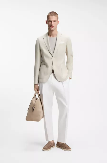 Slim-fit blazer in a patterned cotton blend