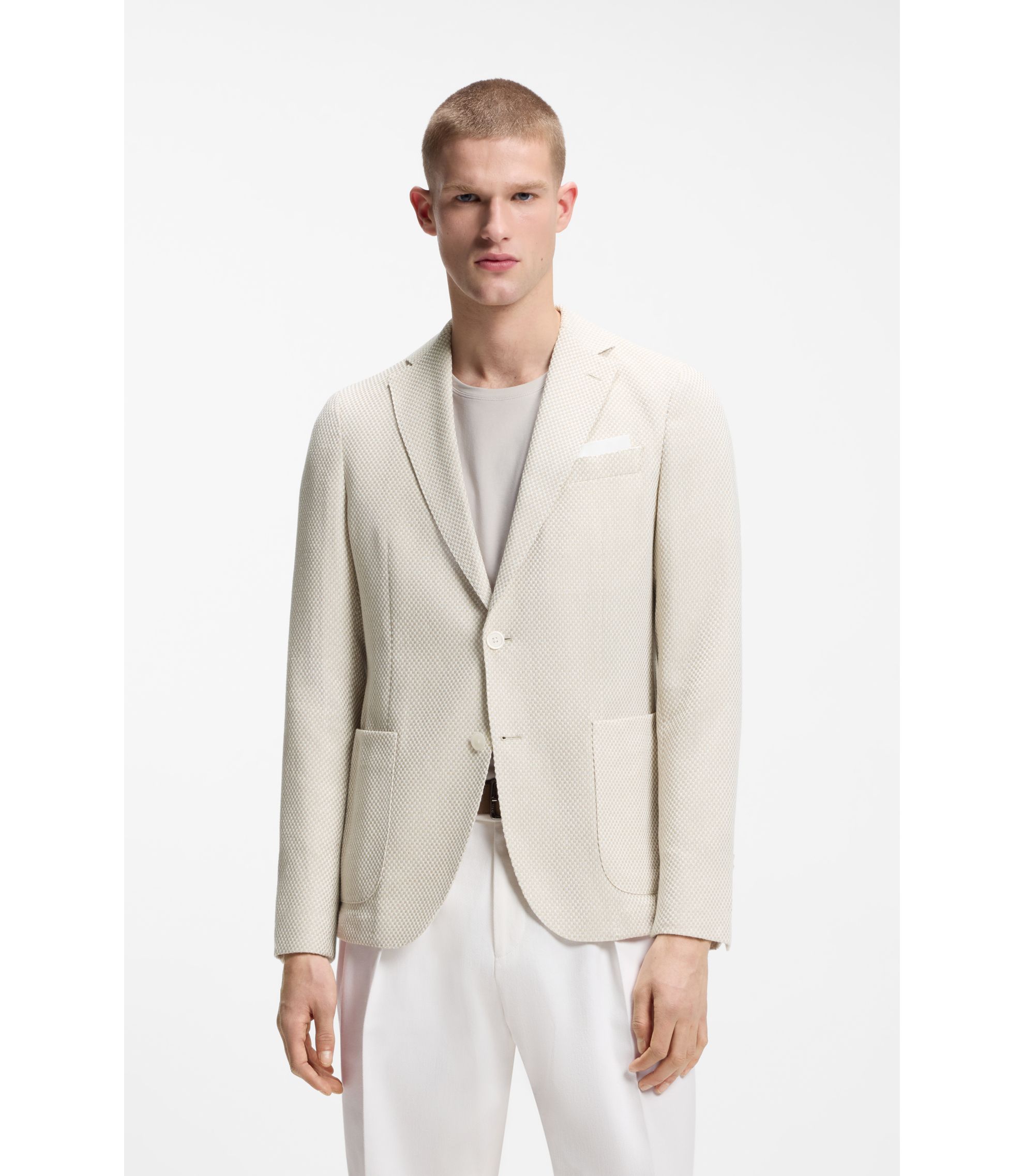 Gemustertes Slim-Fit Sakko aus Baumwoll-Mix